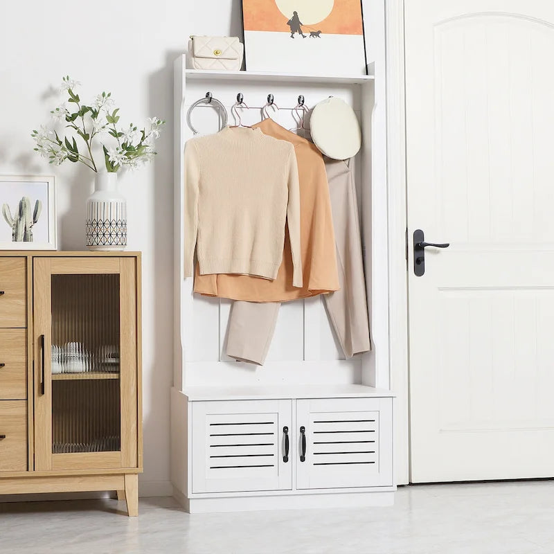 Banc porte-manteau d'entrée avec rangement à chaussures