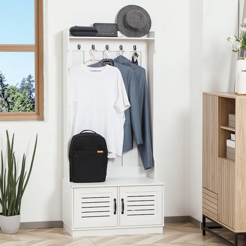 Banc porte-manteau d'entrée avec rangement à chaussures
