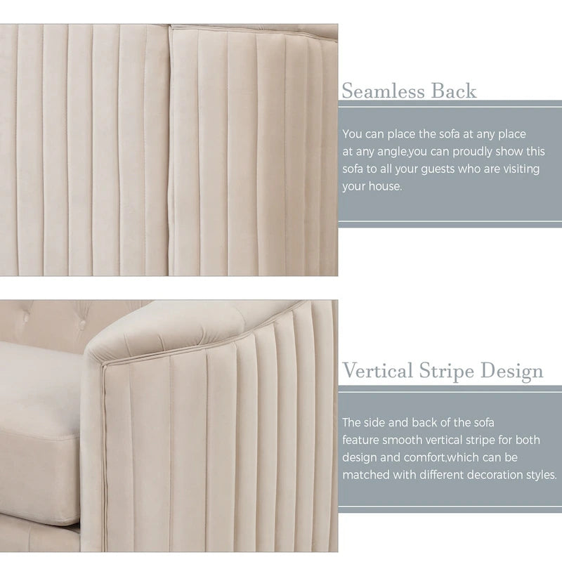 64.3 Canapé deux places en velours, canapé deux places moderne avec coussin d'assise épais amovible, canapé deux places pour 2 personnes