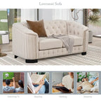 64.3 Canapé deux places en velours, canapé deux places moderne avec coussin d'assise épais amovible, canapé deux places pour 2 personnes