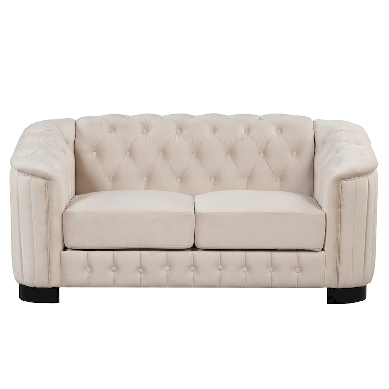 64.3 Canapé deux places en velours, canapé deux places moderne avec coussin d'assise épais amovible, canapé deux places pour 2 personnes