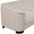 64.3 Canapé deux places en velours, canapé deux places moderne avec coussin d'assise épais amovible, canapé deux places pour 2 personnes