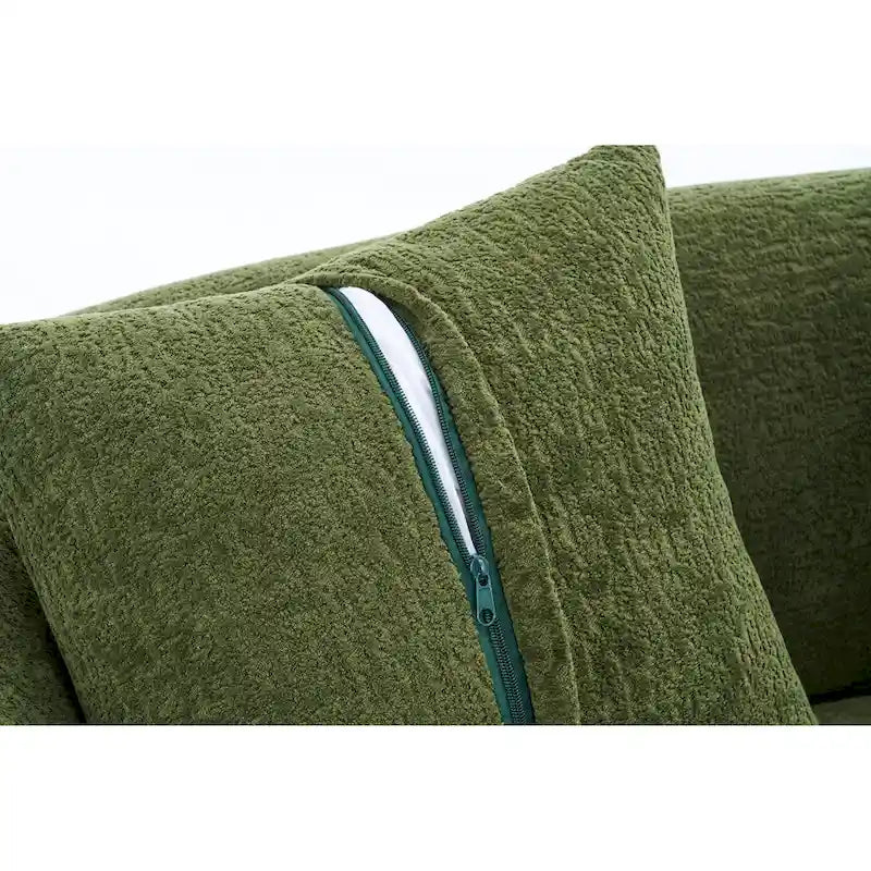 Canapé d'angle en chenille en forme de L avec méridienne et 4 oreillers
