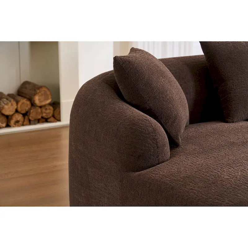 Canapé d'angle en chenille en forme de L avec méridienne et 4 oreillers