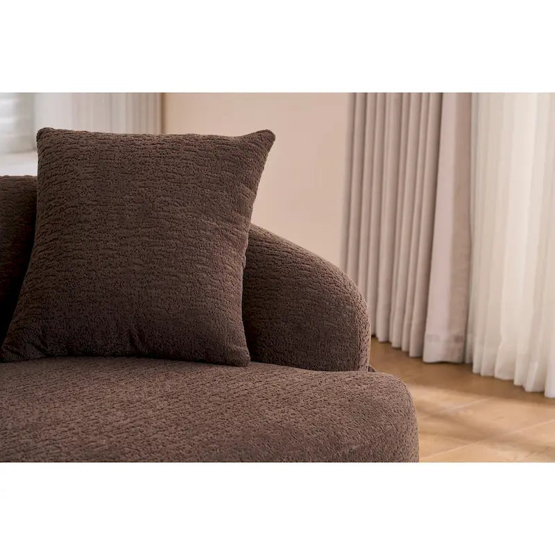 Canapé d'angle en chenille en forme de L avec méridienne et 4 oreillers