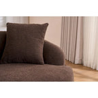 Canapé d'angle en chenille en forme de L avec méridienne et 4 oreillers