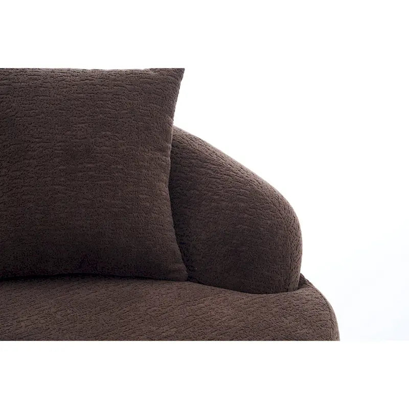 Canapé d'angle en chenille en forme de L avec méridienne et 4 oreillers
