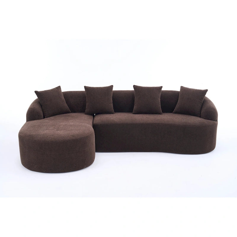 Canapé d'angle en chenille en forme de L avec méridienne et 4 oreillers