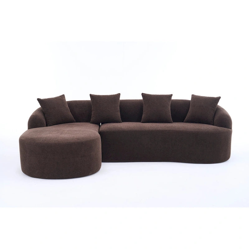 Canapé d'angle en chenille en forme de L avec méridienne et 4 oreillers