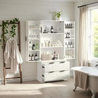 Meuble de Rangement pour Salle de Bain avec 2 Tiroirs, Étagère à 8 Compartiments et 3 Étagères