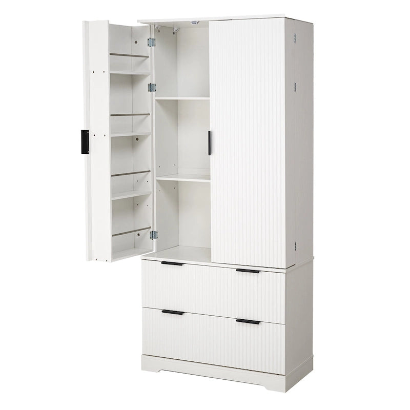 Meuble de Rangement pour Salle de Bain avec 2 Tiroirs, Étagère à 8 Compartiments et 3 Étagères