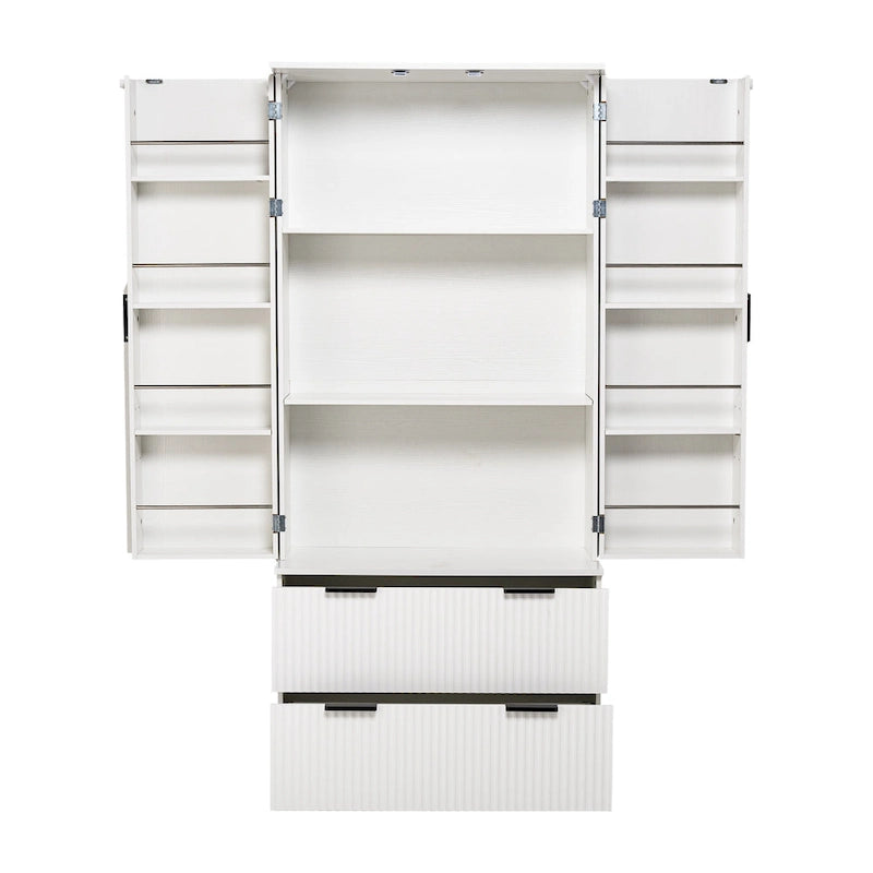 Meuble de Rangement pour Salle de Bain avec 2 Tiroirs, Étagère à 8 Compartiments et 3 Étagères