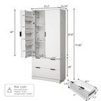 Meuble de Rangement pour Salle de Bain avec 2 Tiroirs, Étagère à 8 Compartiments et 3 Étagères