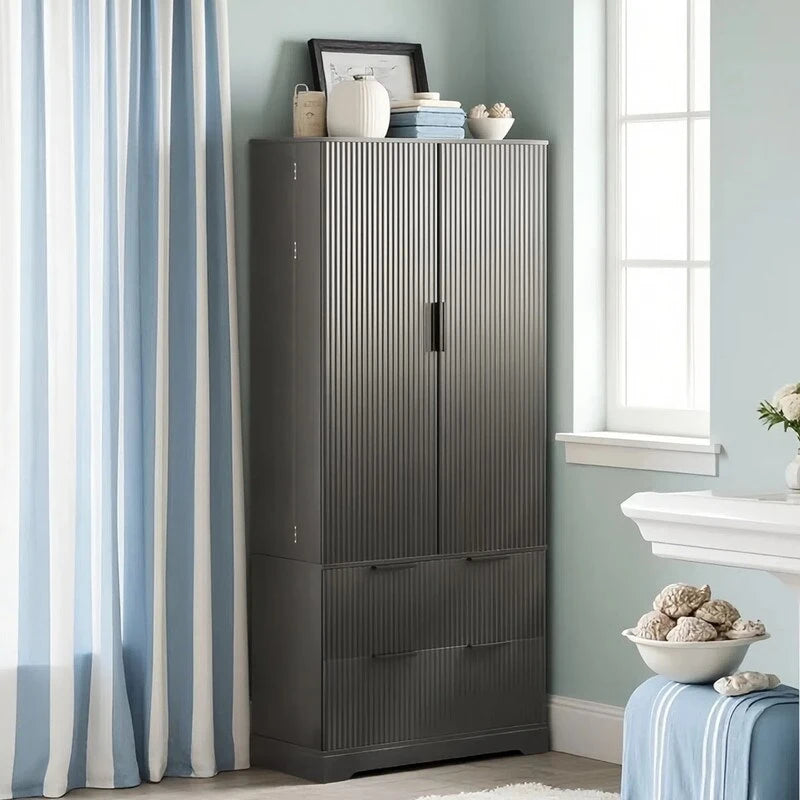 Meuble de Rangement pour Salle de Bain avec 2 Tiroirs, Étagère à 8 Compartiments et 3 Étagères