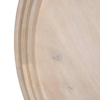 Table basse ronde à plateau amovible de 76 cm, bois de manguier artisanal, blanc délavé