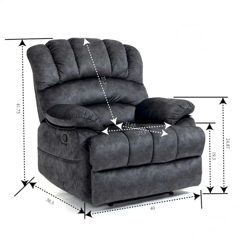 Fauteuil inclinable manuel surdimensionné avec levier latéral et dossier réglable