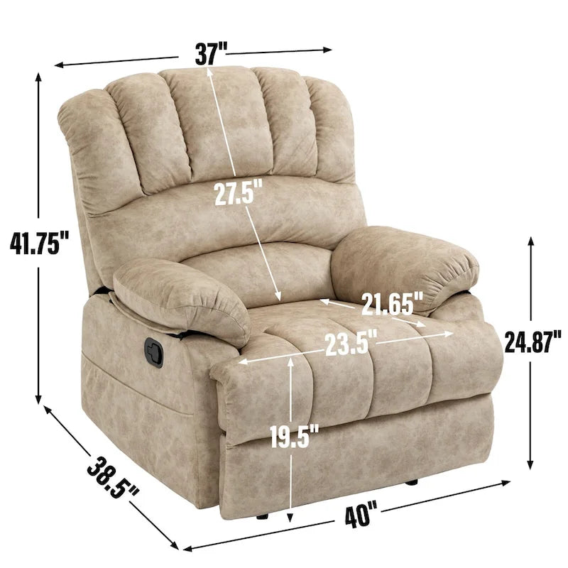 Fauteuil inclinable manuel surdimensionné avec levier latéral et dossier réglable
