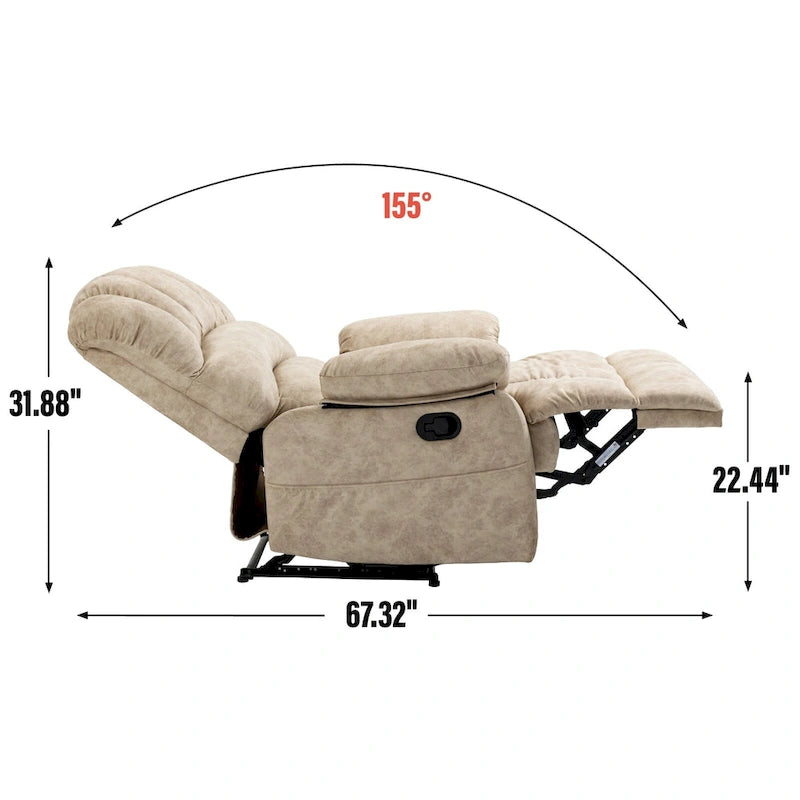 Fauteuil inclinable manuel surdimensionné avec levier latéral et dossier réglable