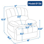 Fauteuil inclinable manuel surdimensionné avec levier latéral et dossier réglable