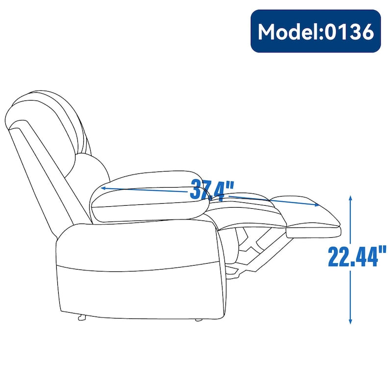 Fauteuil inclinable manuel surdimensionné avec levier latéral et dossier réglable