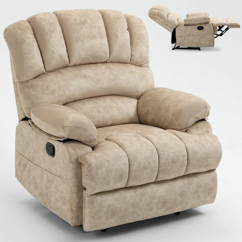 Fauteuil inclinable manuel surdimensionné avec levier latéral et dossier réglable