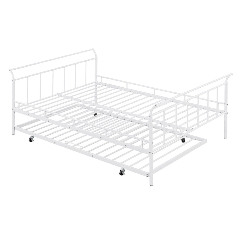 Lit de repos en métal avec poignée incurvée et lit gigogne double pour chambre à coucher