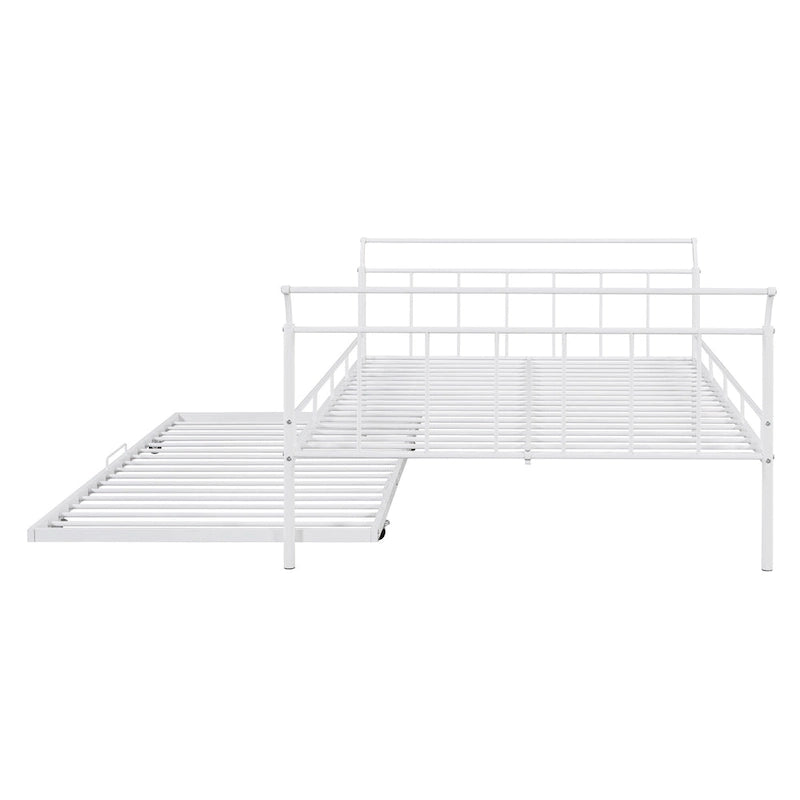 Lit de repos en métal avec poignée incurvée et lit gigogne double pour chambre à coucher