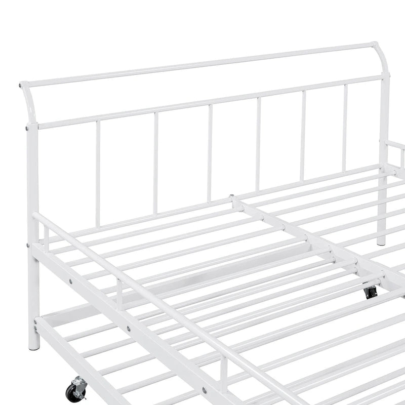 Lit de repos en métal avec poignée incurvée et lit gigogne double pour chambre à coucher
