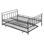 Lit de repos en métal avec poignée incurvée et lit gigogne double pour chambre à coucher