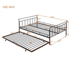Lit de repos en métal avec poignée incurvée et lit gigogne double pour chambre à coucher