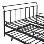 Lit de repos en métal avec poignée incurvée et lit gigogne double pour chambre à coucher