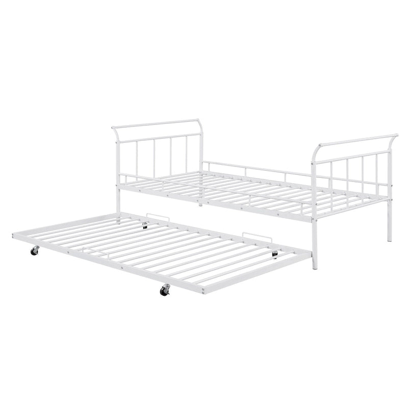 Lit de repos en métal avec poignée incurvée et lit gigogne double pour chambre à coucher