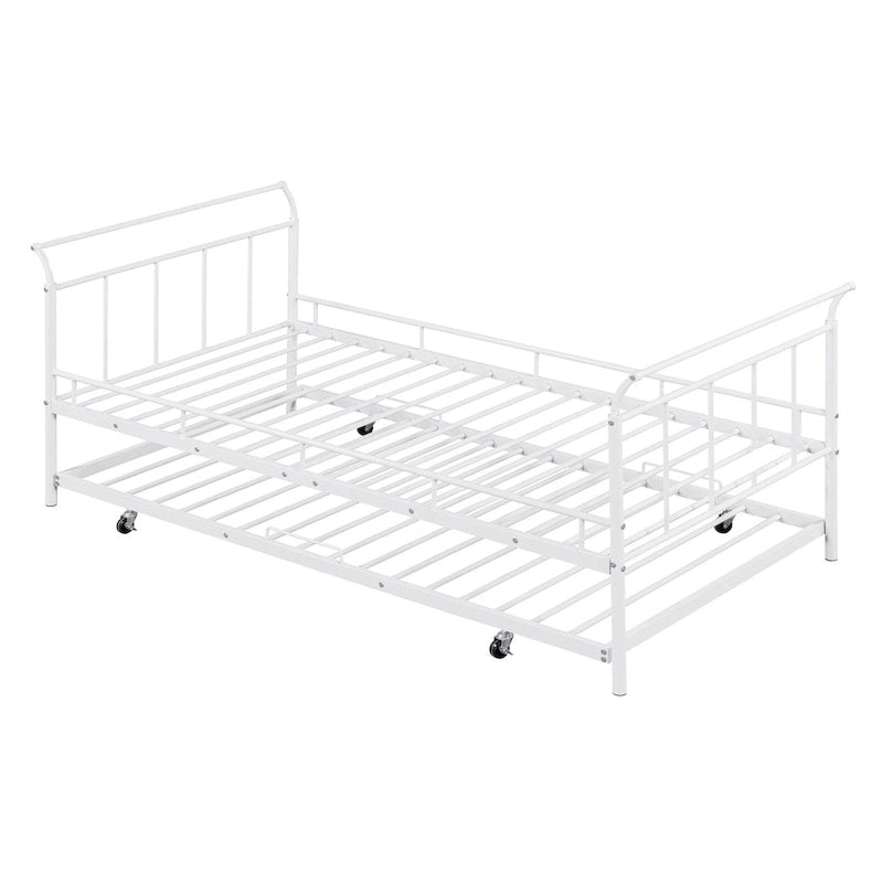 Lit de repos en métal avec poignée incurvée et lit gigogne double pour chambre à coucher