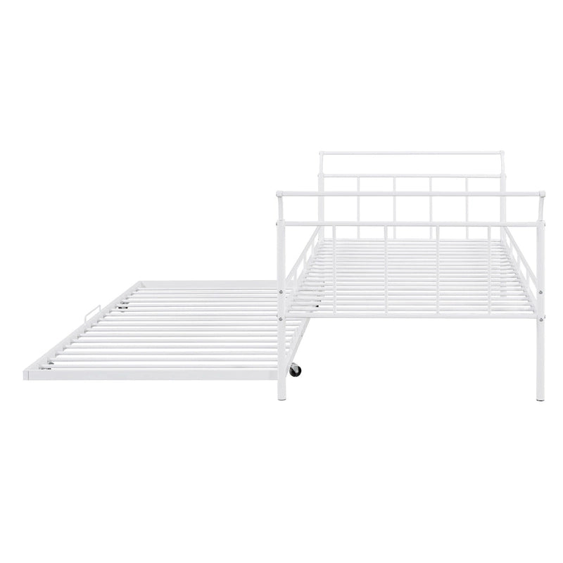 Lit de repos en métal avec poignée incurvée et lit gigogne double pour chambre à coucher