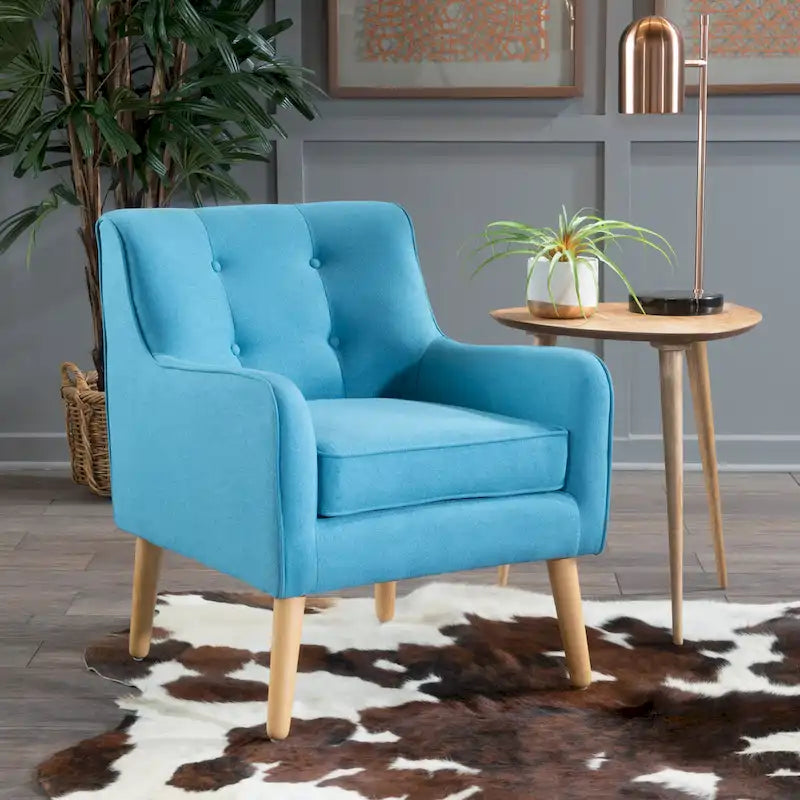 Fauteuil d'appoint capitonné avec pieds en épingle à cheveux en fer
