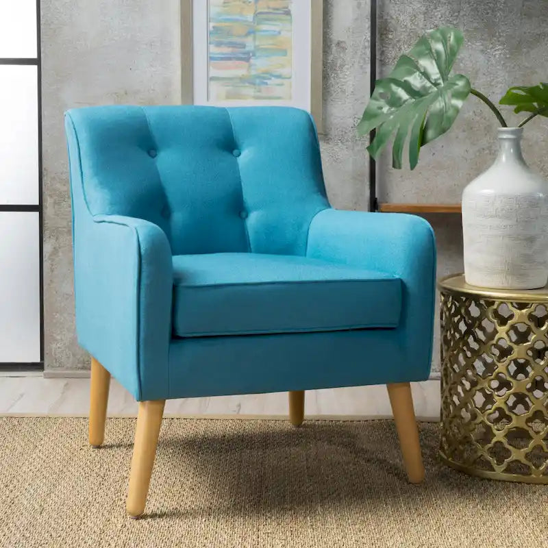 Fauteuil d'appoint capitonné avec pieds en épingle à cheveux en fer