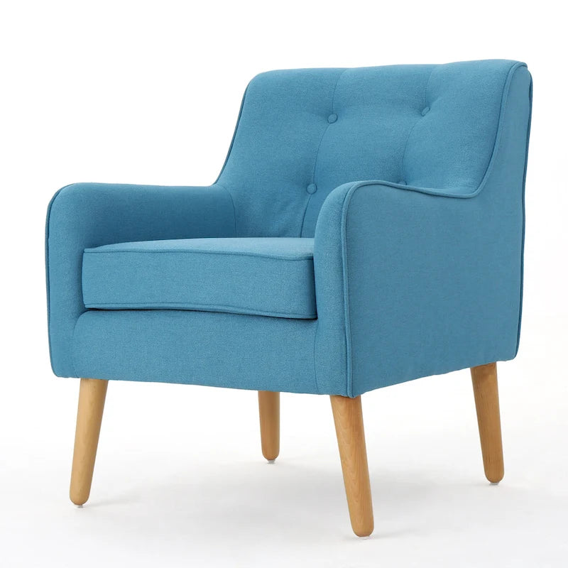 Fauteuil d'appoint capitonné avec pieds en épingle à cheveux en fer
