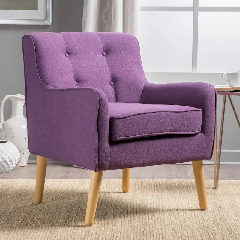 Fauteuil d'appoint capitonné avec pieds en épingle à cheveux en fer
