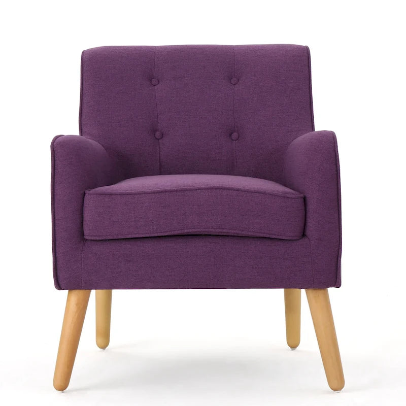 Fauteuil d'appoint capitonné avec pieds en épingle à cheveux en fer