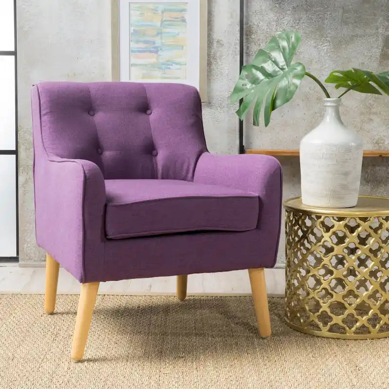 Fauteuil d'appoint capitonné avec pieds en épingle à cheveux en fer