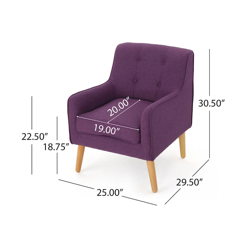 Fauteuil d'appoint capitonné avec pieds en épingle à cheveux en fer