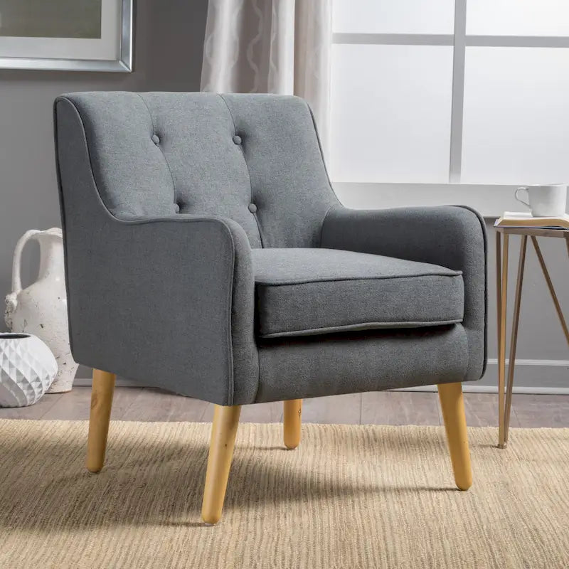 Fauteuil d'appoint capitonné avec pieds en épingle à cheveux en fer