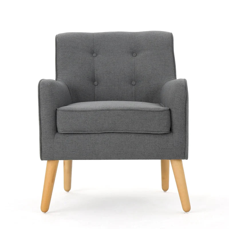 Fauteuil d'appoint capitonné avec pieds en épingle à cheveux en fer