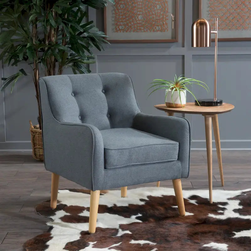 Fauteuil d'appoint capitonné avec pieds en épingle à cheveux en fer