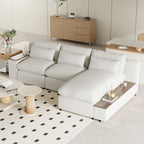 Canapé d'angle 3 places beige avec rangements