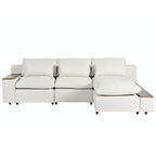 Canapé d'angle 3 places beige avec rangements