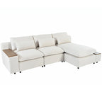 Canapé d'angle 3 places beige avec rangements