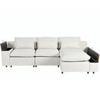 Canapé d'angle 3 places beige avec rangements