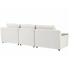 Canapé d'angle 3 places beige avec rangements