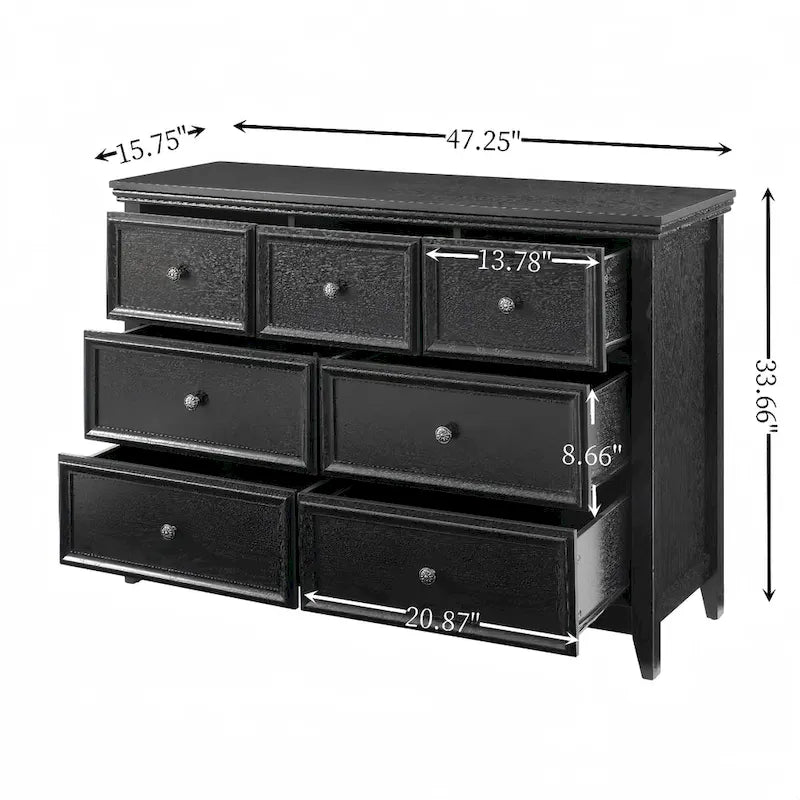 Commode horizontale moderne de ferme à 7 tiroirs, meuble de rangement pour vêtements, tiroirs de rangement pour le salon